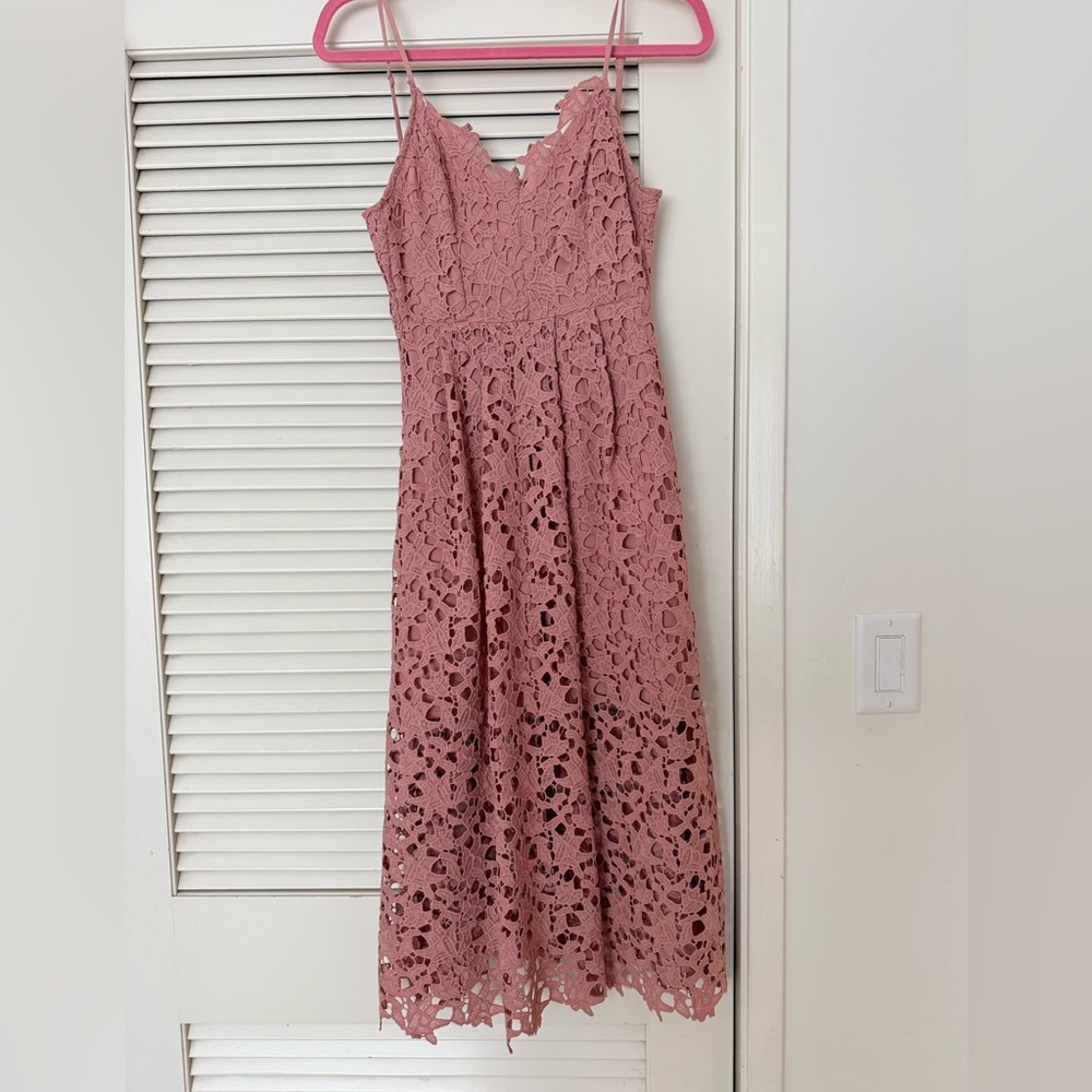 Pink Lace Midi Dress
